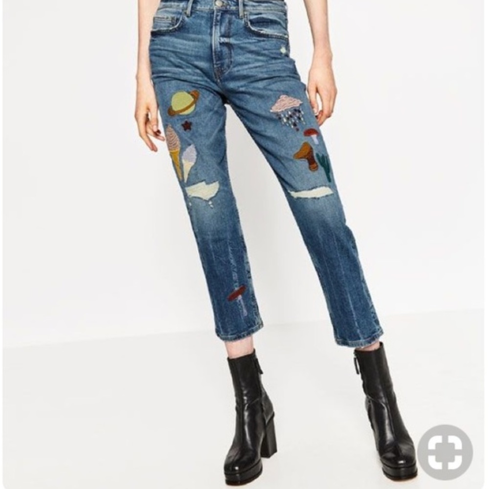 ZARA Miss Sunshine Collection Embroidered Jeans
